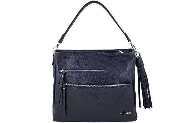 Pojemna skórzana torba z frędzlem - Granatowa. Niebieskie torebki klasyczne damskie Barberinis, bez wzorów, ze skóry, duże, bez dodatków. Za 345.99 zł.