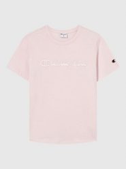 Champion Koszulka w kolorze jasnoróżowym rozmiar: S. Różowe t-shirty damskie CHAMPION, s, bez wzorów, z bawełny, bez kołnierzyka. Za 78.66 zł.