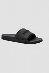 JUICY COUTURE Czarne klapki damskie Embossed Slider, Rozmiar 37. Czarne klapki damskie Juicy Couture, bez wzorów, bez obcasa. W wyprzedaży za 133.99 zł.