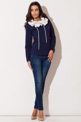 Granatowa Bluza z Kontrastowym Kołnierzem. Brązowe bluzy bez kaptura damskie Katrus, s, z bawełny. Za 189.00 zł.