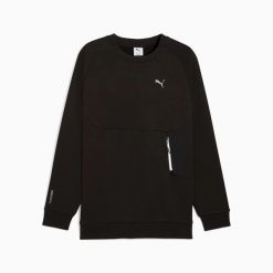 Bluza męska Puma PUMATECH RELAXED CREW FL 63343601. Czarne bluzy bez kaptura męskie Puma, l, z bawełny. Za 248.50 zł.