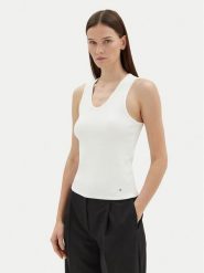 Tommy Hilfiger Top WW0WW44572 Écru Slim Fit. Topy damskie Tommy Hilfiger, l, bez wzorów, z bawełny, bez kołnierzyka. Za 169.99 zł.