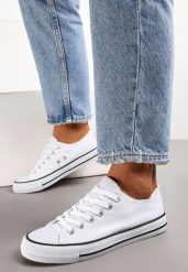 Biało-Czarne Sznurowane Trampki przed Kostkę Hanei. Białe trampki i tenisówki damskie Renee, bez wzorów, przed kostkę. Za 44.99 zł.
