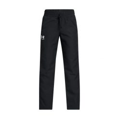 Spodnie treningowe Under Armour UA B Rival Wvn Pant 1390155. Czarne spodnie materiałowe męskie Under Armour, bez wzorów, z materiału. Za 207.70 zł.