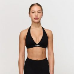 Biustonosz damski fitness halter Fierce. Czarne biustonosze sportowe damskie GYMBEAM, bez wzorów, z elastanu. Za 82.90 zł.