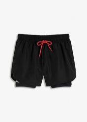 Ultralekkie szorty sportowe 2w1. Czarne spodenki sportowe damskie bonprix. Za 109.99 zł.