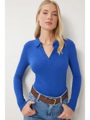 Happiness Istanbul Bluzka w kolorze niebieskim rozmiar: S/M. Niebieskie bluzki damskie Happiness Istanbul, m, bez wzorów, bez kołnierzyka, bez ramiączek. Za 39.99 zł.