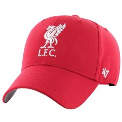Męska czapka z daszkiem 47 Brand Liverpool FC Raised Basic Cap. Czerwone czapki męskie 47 Brand, bez wzorów, z bawełny, sportowe. Za 99.99 zł.