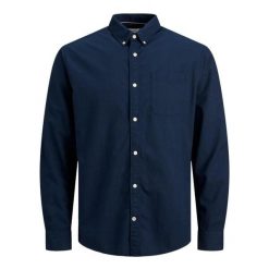 Koszula Jack & Jones Oxford marynarka w kolorze granatowym. Niebieskie koszule męskie Jack&Jones, bez wzorów, bez kołnierzyka, bez ramiączek. Za 169.16 zł.