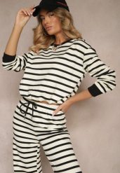Czarna Bluza z Bawełny z Motywem Pasków i Ściągaczem Fenarel. Czarne bluzy bez kaptura damskie Renee, l, z bawełny. Za 79.99 zł.