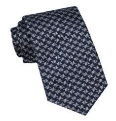 Modny Męski Krawat - Alties - Granatowy w Regularny Wzór. Niebieskie krawaty i muchy męskie Alties, bez wzorów, z tkaniny, eleganckie. Za 49.00 zł.