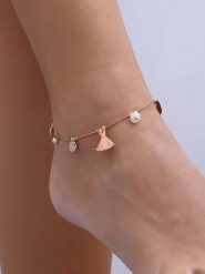 Nakkash Pozłacana bransoletka z elementami ozdobnymi na kostkę rozmiar: onesize. Żółte bransoletki damskie Nakkash, pozłacane. Za 39.99 zł.