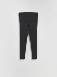 Legginsy z wysokim pasem - czarny. Czarne legginsy damskie Reserved, l, bez wzorów, z dzianiny. Za 79.99 zł.