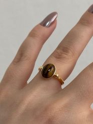 Lodie Silver Pierścionek z kamieniem ozdobnym rozmiar: onesize. Brązowe pierścionki damskie Lodie Silver, z mosiądzu. Za 102.42 zł.