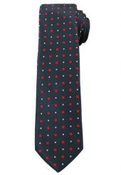 Krawat Męski w Czerwono-Białe Elementy, Kwadraciki - 6 cm - Angelo di Monti. Niebieskie krawaty i muchy męskie Angelo di Monti, bez wzorów. Za 45.00 zł.