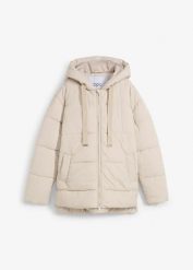 Kurtka pikowana oversize. Szare kurtki damskie bonprix, bez wzorów, bez kaptura. Za 219.99 zł.