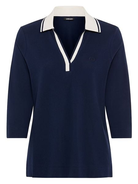 Olsen Koszulka polo w kolorze granatowym rozmiar: 40. Niebieskie bluzki damskie Olsen, bez wzorów, bez kołnierzyka, bez ramiączek. Za 98.95 zł.