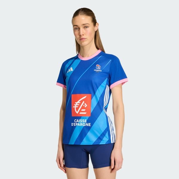 DAMSKA KOSZULKA MECZOWA FFHB. Niebieskie t-shirty damskie Adidas, m, bez wzorów, z dzianiny, bez kołnierzyka. Za 341.50 zł.