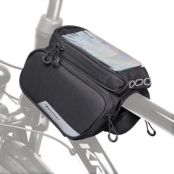Torba rowerowa na ramę Wozinsky wodoodporna z pokrowcem na telefon 1,5 L. Czarne torebki klasyczne damskie Wozinsky, bez wzorów, bez dodatków. Za 54.90 zł.