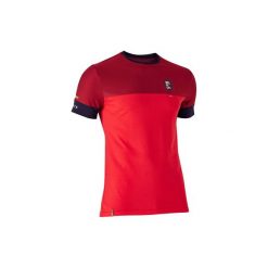 Koszulka krótki rękaw do piłki nożnej FF100 Belgia. Czerwone t-shirty damskie KIPSTA, xl, bez wzorów, z bawełny, bez kołnierzyka. Za 44.99 zł.