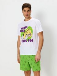 Piżama dwuczęściowa Shrek - biały. Białe piżamy męskie Sinsay, l, bez wzorów, bez ramiączek. Za 49.99 zł.