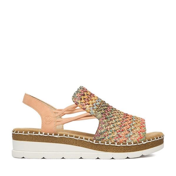 Sandały Rieker. Sandały damskie Rieker, bez wzorów, bez obcasa, na koturnie. Za 319.99 zł.