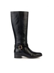 Geox Oficerki D Felicity D36G1A 04340 C9999 Czarny. Czarne kozaki damskie Geox, ze skóry, bez obcasa, na płaskiej podeszwie. Za 899.99 zł.