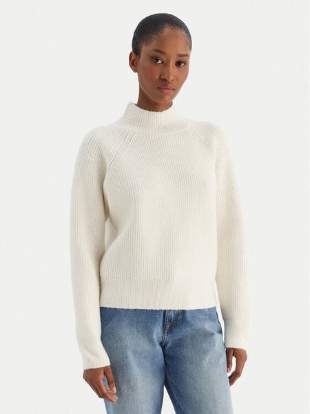Calvin Klein Jeans Sweter Woolen Stitch LV044D372G Biały Regular Fit. Białe swetry klasyczne damskie Calvin Klein Jeans, s, z jeansu, bez kołnierzyka. Za 469.99 zł.
