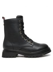 Tommy Hilfiger Trapery Lace-Up Bootie T3A5-33569-1351 S Czarny. Czarne kozaki dziewczęce Tommy Hilfiger, bez wzorów, ze skóry, bez obcasa. Za 469.99 zł.