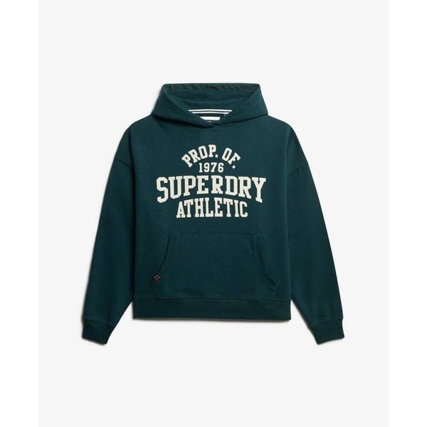 Bluza damska z kapturem Superdry Athletic Essentials. Zielone bluzy sportowe damskie Superdry., bez wzorów, bez ramiączek, z kapturem. Za 272.95 zł.