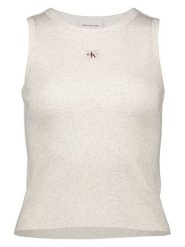 Calvin Klein Top w kolorze szarym rozmiar: L. Szare topy damskie CALVIN KLEIN, l, bez wzorów, z bawełny, bez kołnierzyka. Za 82.99 zł.