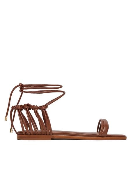 Patrizia Pepe Sandały 8X0102/L026-B111 Brązowy. Brązowe sandały damskie Patrizia Pepe, bez wzorów, ze skóry, bez obcasa, na płaskiej podeszwie. Za 919.99 zł.