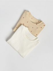 Bawełniany t-shirt 2 pack - wielobarwny. Koszulki dziewczęce Reserved, m, bez wzorów, z bawełny, bez ramiączek. Za 35.99 zł.