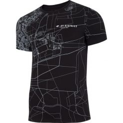 T-shirt męski TSM218 - głęboka czerń allover. T-shirty męskie 4f, m, bez wzorów, bez kołnierzyka. W wyprzedaży za 49.99 zł.