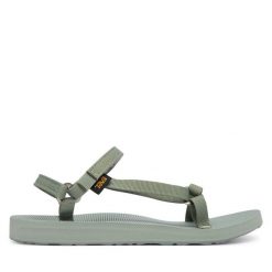Sandały Teva. Zielone sandały damskie Teva, bez wzorów, bez obcasa, na płaskiej podeszwie. Za 299.99 zł.