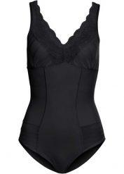Body, średni stopień modelowania sylwetki z koronki. Czarne body damskie bonprix, bez wzorów, z koronki. Za 139.99 zł.