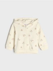 Rozpinana bluza z kapturem z motywem misiów - kremowy. Białe bluzy sportowe damskie Sinsay, l, bez wzorów, bez ramiączek, z kapturem. Za 19.99 zł.