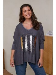 Curvy Lady Sweter w kolorze antracytowym rozmiar: 44/46. Czarne swetry klasyczne damskie Curvy Lady, z bawełny, bez kołnierzyka. Za 150.02 zł.