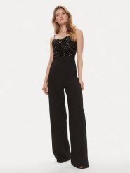 Kontatto Kombinezon BO344 Czarny Wide Leg. Czarne kombinezony damskie Kontatto, xs, bez wzorów, z syntetyku, bez kołnierzyka, bez ramiączek. Za 419.99 zł.