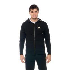 Bluza z kaptur na co dzień na siłownię. Czarne bluzy z kapturem męskie LEONE 1947 APPAREL, z bawełny. W wyprzedaży za 134.57 zł.