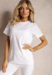 Biała Koszulka z Bawełny o Fasonie T-shirt Lormarka. Białe bluzki damskie Renee, xl, bez wzorów, z bawełny, klasyczne, bez kołnierzyka, bez ramiączek. Za 14.99 zł.