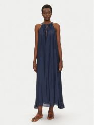 Bomboogie Sukienka letnia AW8993TSET5 Granatowy Relaxed Fit. Niebieskie sukienki damskie Bomboogie, na lato, bez wzorów, z jedwabiu, bez kołnierzyka, bez ramiączek. Za 459.99 zł.
