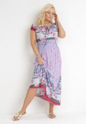 Fioletowa Sukienka Maxi Hiszpanka z Gumkami w Talii z Bawełny Doreyana. Fioletowe sukienki damskie Born2be, na imprezę, na lato, l, bez wzorów, z bawełny, bez kołnierzyka, bez ramiączek, maxi. W wyprzedaży za 43.99 zł.
