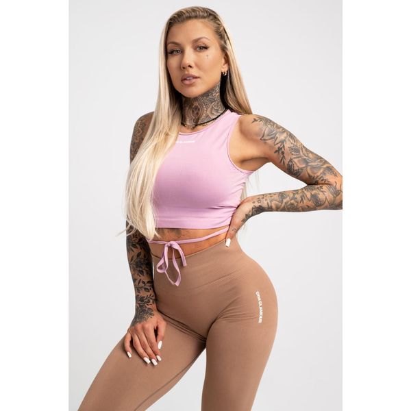 Top fitness damski Gym Glamour wiązany. Czerwone topy damskie GYM GLAMOUR, s, bez wzorów, bez ramiączek. Za 99.99 zł.