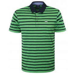 Koszulka Polo - Męska - Pako Jeans - Zielona w Granatowy Prążek. Zielone koszulki polo męskie Pako Jeans, l, bez wzorów, z bawełny, bez ramiączek. Za 135.00 zł.