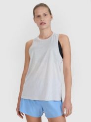 Koszulka do biegania bez rękawów damska. Szare bluzki sportowe damskie 4f, l, bez wzorów, z dzianiny, bez ramiączek. Za 119.99 zł.