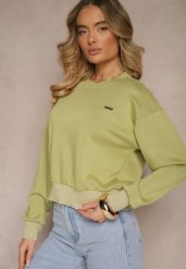 Zielona Bluza Ozdobiona Metaliczną Nicią Ilatraen. Zielone bluzy bez kaptura damskie Renee, m, z jeansu. Za 59.99 zł.