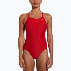 Strój pływacki jednoczęściowy damski Nike Solid Racerback university. Czerwone stroje jednoczęściowe damskie Nike, bez wzorów. Za 119.99 zł.