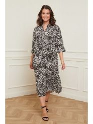 Curvy Lady Sukienka w kolorze szaro-czarnym rozmiar: 48/50. Szare sukienki damskie Curvy Lady, bez wzorów, z wiskozy, klasyczne, bez kołnierzyka, bez ramiączek, midi. Za 144.58 zł.