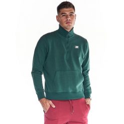 Bluza z bawełna z zamek błyskawiczny na czas wolny. Zielone bluzy bez kaptura męskie LEONE 1947 APPAREL, bez wzorów, z bawełny, sportowe, bez kołnierzyka, bez ramiączek. W wyprzedaży za 149.08 zł.